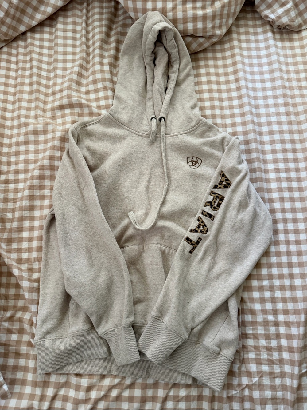 Ariat Beige Crewneck Hoodie with Cheetah
 Accent